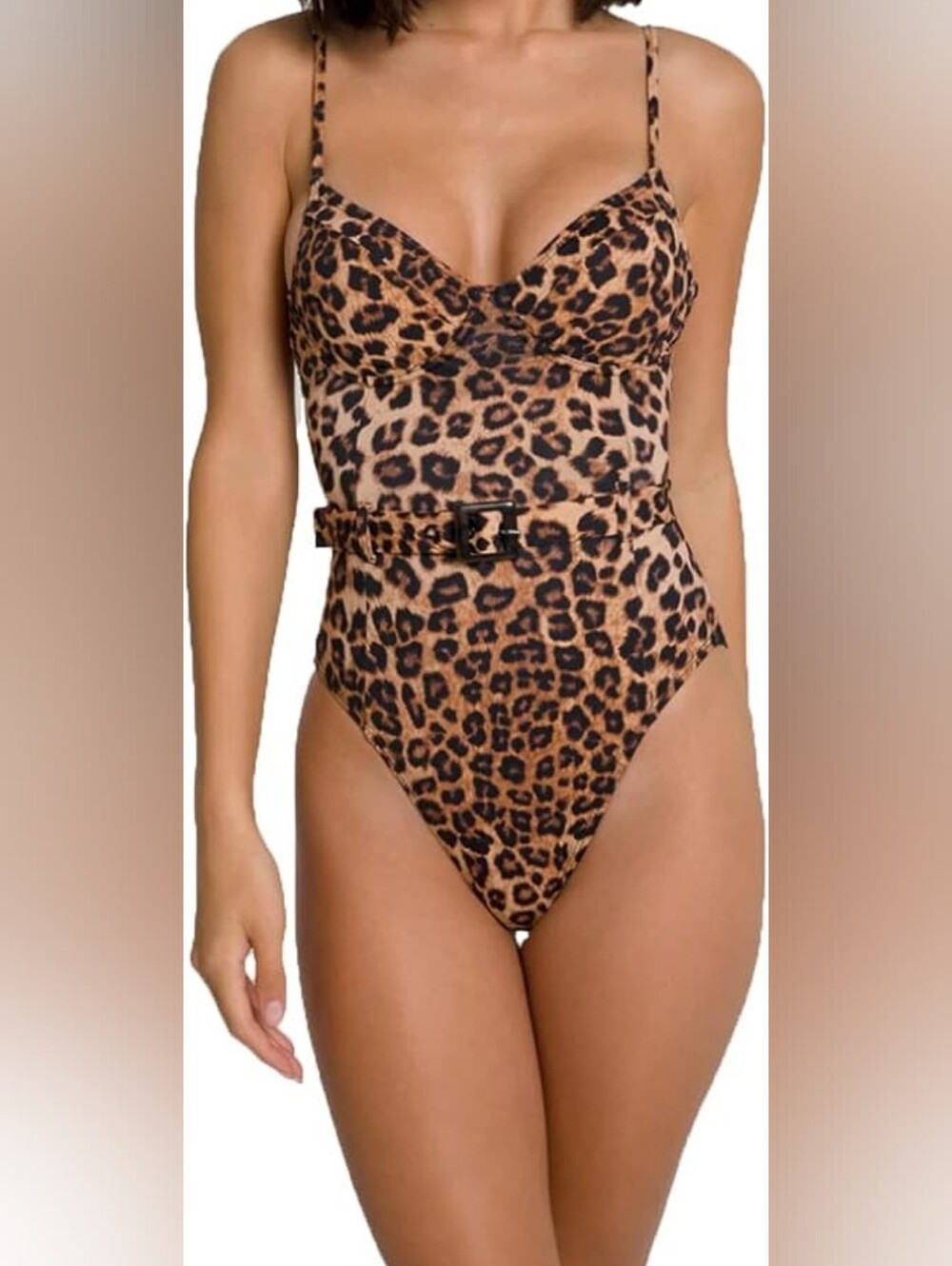 Good American Showoff Belted One piece Swimsuit Leopard Print XS *READ*